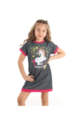 Denokids Mushi Astrocorn Kız Elbise Gri