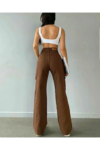 Lavajeans Ramsey Kadın Kahverengi Solmaz Likralı Arka Cepsiz Model Kargo Lavajeans Pantolon Kahverengi1 Kahverengi