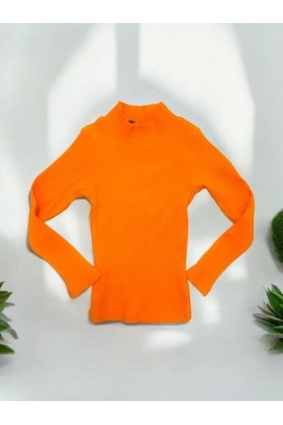 Kız Çocuk Kaşkorse Balıkçı Yaka Bluz-14326 Turuncu