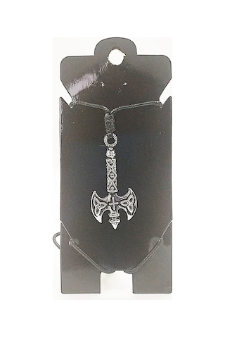Kore İp Askılı Ve Krom Çelik Kaplamalı Unisex Tribal Kolye Gümüş4