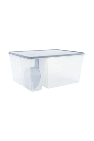 Kapaklı Ölçülü Un Ve Şeker Kabı Şeffaf, Kırılmaz Ve Çizilmez Gri