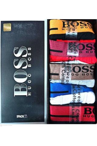 Hugo Boss 5" Li Erkek Boxer Set Fit Kalıp Beyaz - Gri Melanj - Siyah