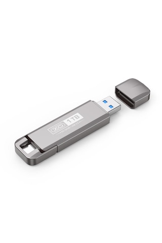 1tb Usb 3.2 + Type-c Çift Girişli Taşınabilir Flash Bellek Yüksek Hızlı, Dayanıklı Ve Şok Korumalı Gri