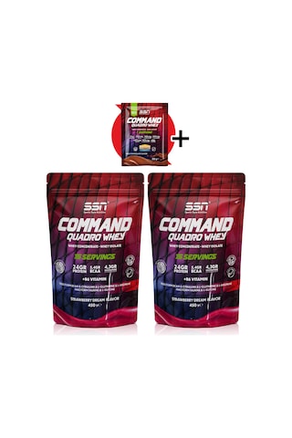 SSN Sports Style Nutrition Command Quadro Whey 900 gr 30 Şase Çilekli (15X2 DOYPACKS) Komnbinasyon