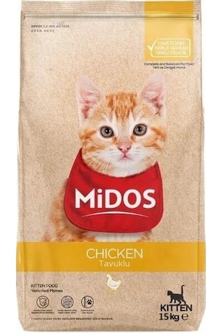Midos Tavuklu Yavru Kedi Maması Büyüme 15 KG