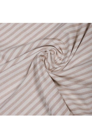 Bej Çizgili Keten Kumaş - Yıkanmış Kumaş 100x230cm Renkli