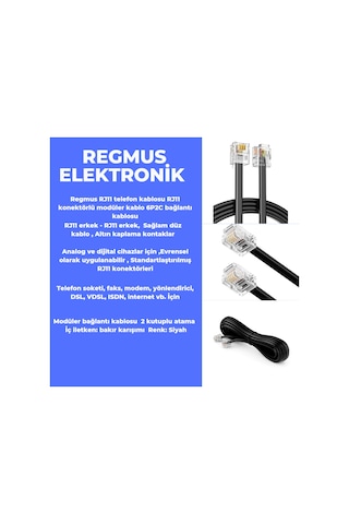Regmus Adsl Vdsl Modem Ve Telefon Rj11 Hat Bağlantı Kablosu