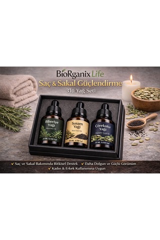 Life Saç Ve Sakal Bakım Seti Gür Görünüm & Yoğun Bakım 3 Lü Doğal Yağ 20 Ml