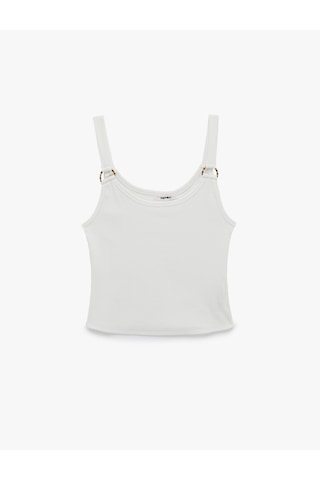 Koton Koton X Şahika Ercümen - Pamuklu Slim Fit U Yaka Halka Detaylı Askılı Atlet Bluz Kırık Beyaz 6sak10278ek Ekru
