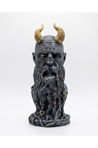 İskandinav Mitolojisi Bilge Büstü - 15 Cm El Boyaması Özel Tasarım Reçine Figür - Viking Temalı Koleksiyonluk M Diğer