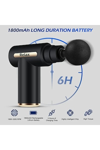 Relax 6 Kademeli Boyun Bel Sırt Bacak Ayak Mini Masaj Tabancası - Siyah