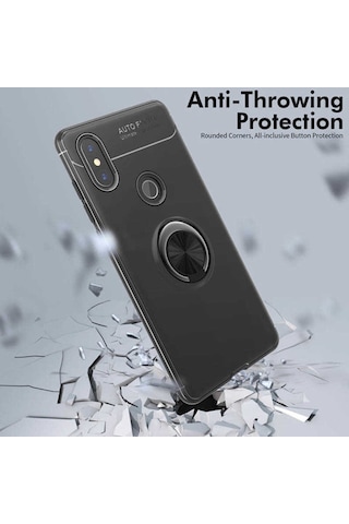 Xiaomi Mi A2 Yüzüklü Manyetik Ravel Kilif Kirilmaz Ekran Koruyucu 514180259