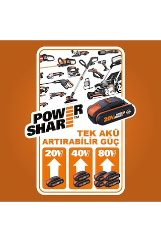 Worx Wa3604 20volt 4.0ah Powershare Li-ion Akü Ve Akü Şarj Cihazı Fr Wa3604