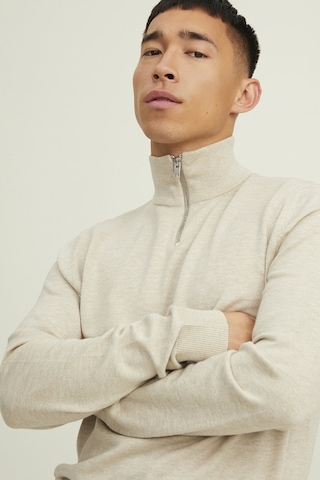 Jack & Jones Yarım Fermuarlı Örgü Kazak Yulaf Ezmesi