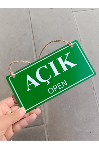 Açık Kapalı Yazısı Açık Kapalı Tabelası Mağaza Kapı Yönlendirme Levhası Ahşap