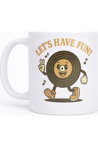 Let S Have Fun Neşeli Plak Seramik Kupa Beyaz - Çok Renkli