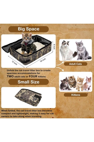 Kapalı Katlanır Taşınabilir Kedi Çöp Kutusu, 16 ' 12' 6 'inç, Zipper İle Katlanabilir Kedi Seyahat Çöp Kutusu, Sızıntı Yok, Hafif, Kullanımı Kolay Diğer