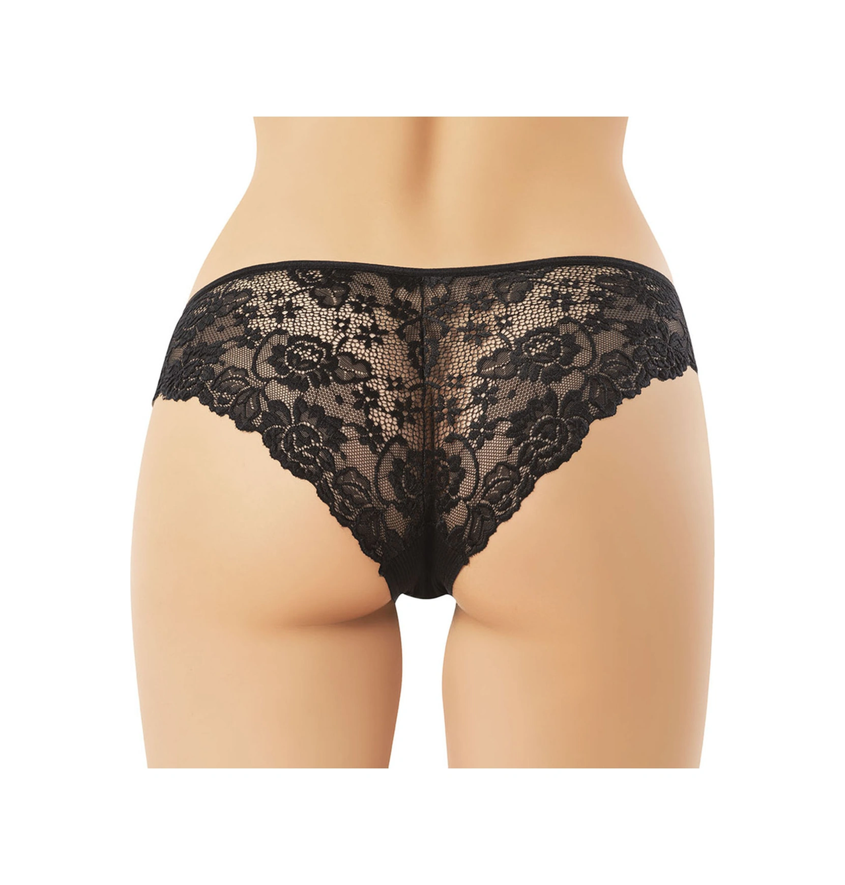 İncili Kadın Kaşkorse Dantelli Bikini Siyah Siyah