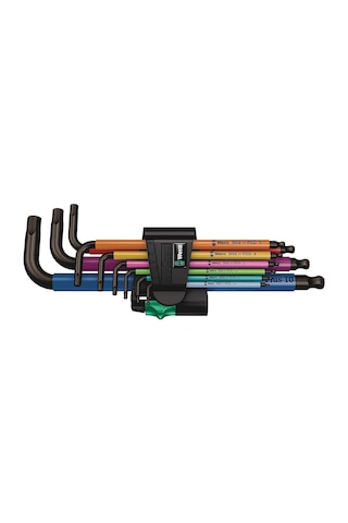 Wera 05073593001 950/9 Hex-Plus Milticolor 1 SB Çok Renkli Allen Anahtar Takımı 9 Parça