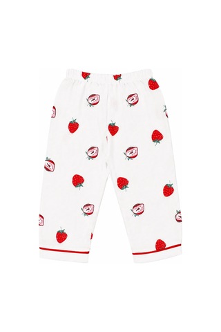 Bebegen Kız Bebek Beyaz Pembe Fiyonklu Çizgili Pijama Takımı