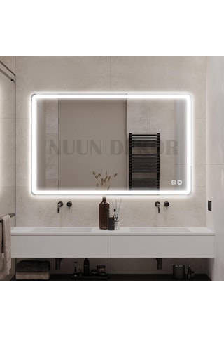 100x80 Cm Buğu Çözücülü Di Kdörtgen Ayna Di Mmer Özelli Kli Beyaz