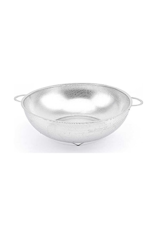 Oms Collection Sılvexa Ayaklı %100 Paslanmaz Çelik İnce Delikli Süzgeç 7502 - 28 Cm - Gümüş