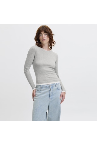 Jack & Jones Kadin Bisiklet Yaka Tisört - Henna - 12297870 Gri Melanj