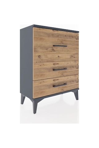 Arges Komodin 3 Çekmeceli 60x30x80 Antrasit-çam Antrasit
