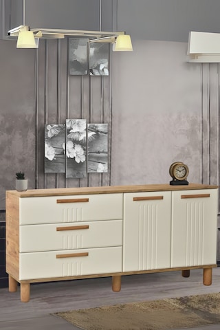 Dia Konsol 2 Kapaklı 3 Çekmeceli Atlantik Çam Krem 160x80x43,5 Cm