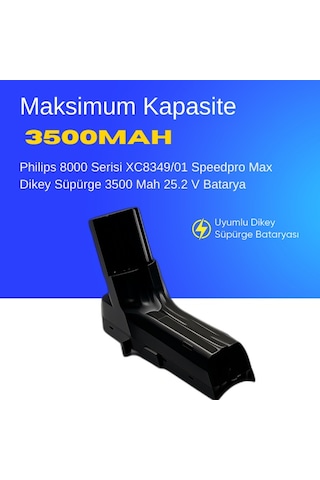 Philips 8000 Serisi Xc8349/01 Speedpro Max Dikey Süpürge 3500 Mah 25.2 V Batarya  Uyumlu Uzun Ömürlü, Maksimum Performans Pil