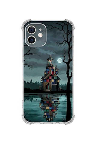 Printify Apple iPhone 11 İle Uyumlu Simya Serisi Gölge Ve Cam Tasarımlı Uv Baskılı Köşe Korumalı Antişok Kılıf Şeffaf
