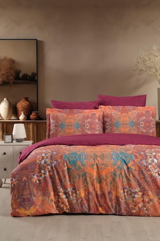 Heritage Dijital Ranforce Çift Kişilik Nevresim Takımı Opulent Bordo