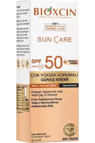 Bioxcin Sun Care Kuru ve Normal Ciltler İçin Yüksek Korumalı Renkli Güneş Kremi SPF50+ 50 ML