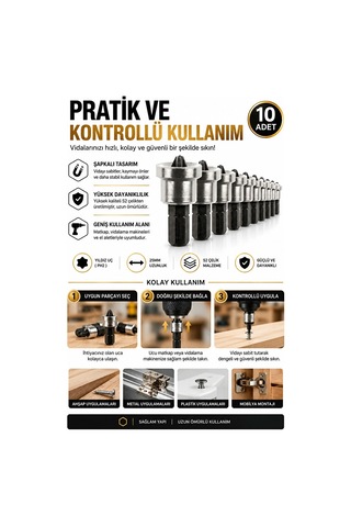 Bits Ucu Seti 10 Adet 25 Mm Ph2 Yıldız Vidalama Uçları