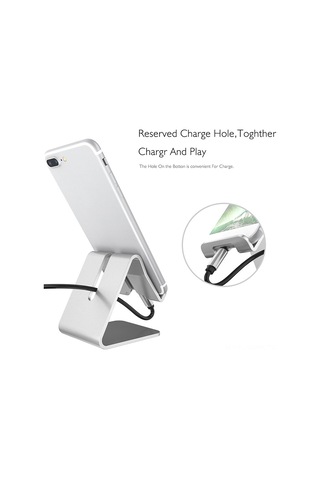 Maiyame Alüminyum Masaüstü Telefon/tablet Tutucu - Anti Kayma Silikon, Şarj Delikli, Ergonomik Açı, Ev & Ofis Kullanıma Uygun Gül Altını