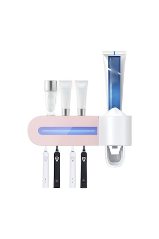 Sones Akıllı Diş Fırçası Sterilizatörü Uv Sterilizasyon Elektrikli Duvara Monte Diş Fırçalama Bardak Rafı Pembe Diğer