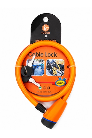 Tudor Renkli Bisiklet Kilidi Anahtarlı Cable Lock Turuncu