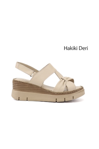 Gönderi(R) Gönderi R Kadın Bej Dolgu Topuklu Hakiki Deri Sandalet Dyza72745523