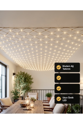 Led File Işık Ağ Tasarımlı Dekoratif Balkon Bahçe Oda Aydınlatması