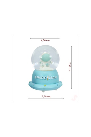 Uçuşan Yıldızlı,7,5cm X 4,5cm Led Işıklı Astronot Küre - Turkuaz