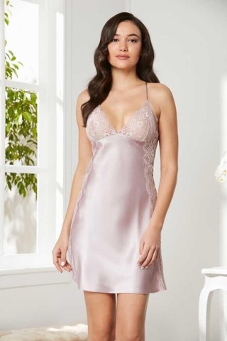 Pierre Cardin Pudra Saten Dantelli Gecelik Sabahlık Takım 4438 001