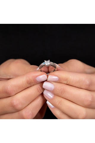 Multicolor Zirkon Taşlı Tek Sıra Tasarım 925 Ayar Gümüş Kadın Tek (475776641)