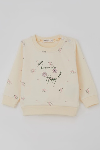 Breeze Kız Bebek Eşofman Takımı Pembe Çiçek Desenli 6 Ay-2 Yaş, Krem Krem