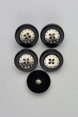 Küçük Ortası Metal Akrilik Füme Kaban Çeket Hırka Yelek Düğmesi 5 Adet