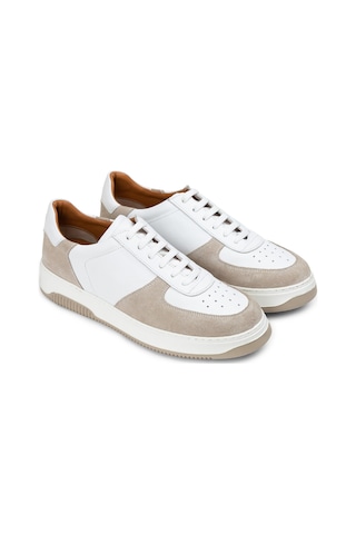 Deery Hakiki Deri Bej Erkek Sneaker Ayakkabı - 01965Mbeje01 Bej