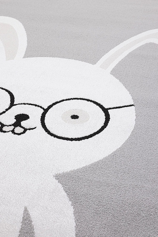 Sparkle Gri Krem Tavşan Figürlü Hayvan Figürlü Çocuk Odası Halısı Gri