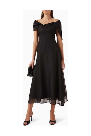 Eegen Studio Kristal Off - Shoulder Midi Elbise - Şık Tasarım, A - Line Kesim Ve Zarif Detaylarla Siyah