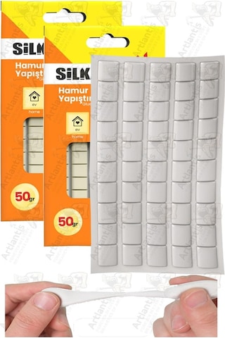 Hamur Yapıştırıcı Tack-it 50gr 2 Paket Silka 65 Parça Macun Sakız Yapıştırıcı Takıt Çerçeve Afiş Duvar İz Bırakmaz