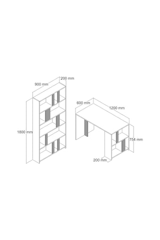 Variant Lima Çalışma Masası Ve Kitaplık Takımı - Ceviz / Sarı Ceviz
