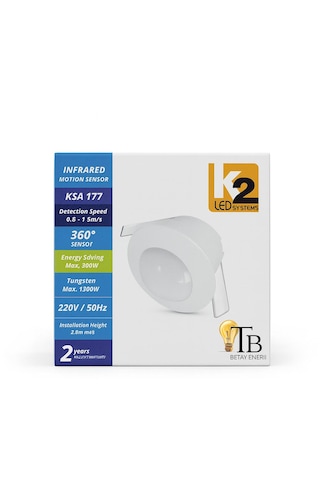 K2 Led Ksa 177 360 Tavana Gömme Hareket Sensörü Pır Otomatik Işık Sensörü 220v
